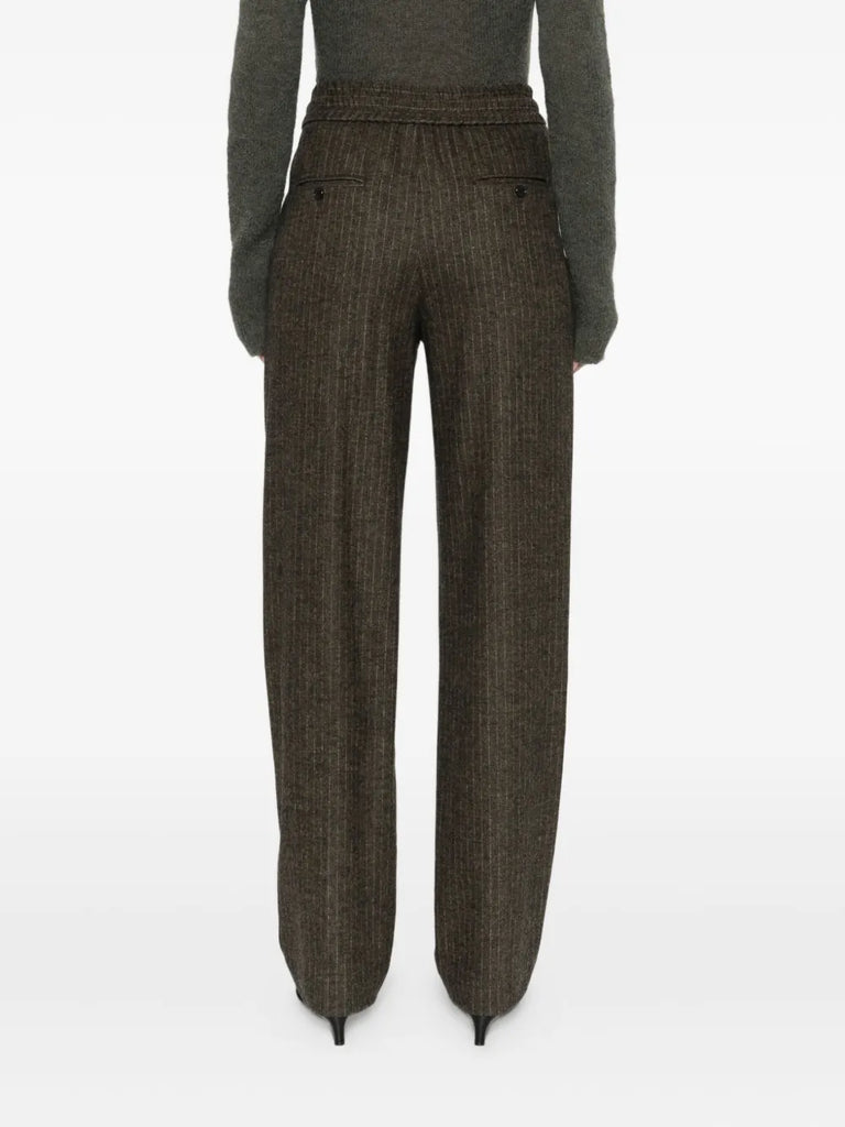 pinstripe elastic-waist tailored trousers