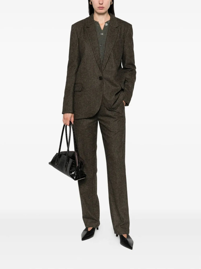 pinstripe elastic-waist tailored trousers