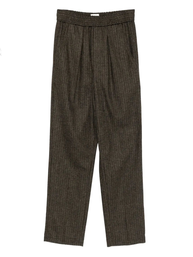 pinstripe elastic-waist tailored trousers
