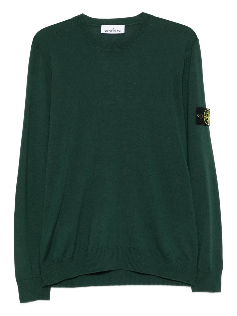 crew-neck patch sweater