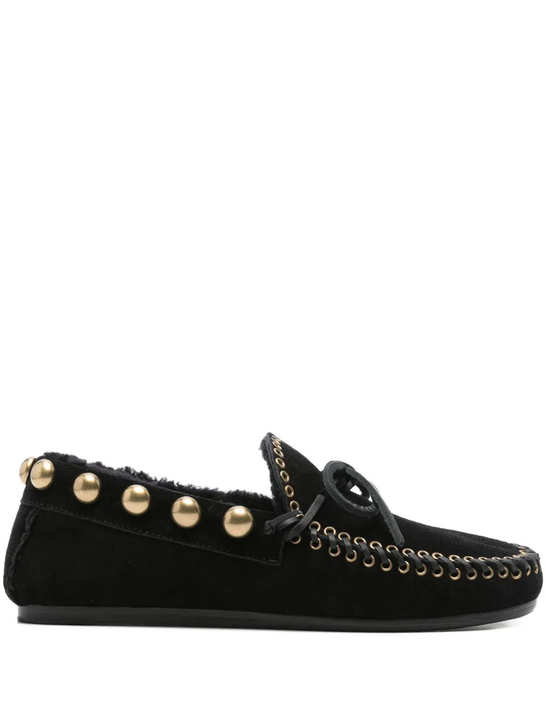 gold-stud embellished loafers