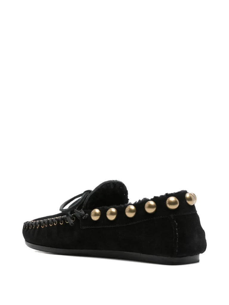 gold-stud embellished loafers