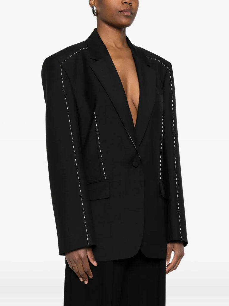 contrast-stitching blazer