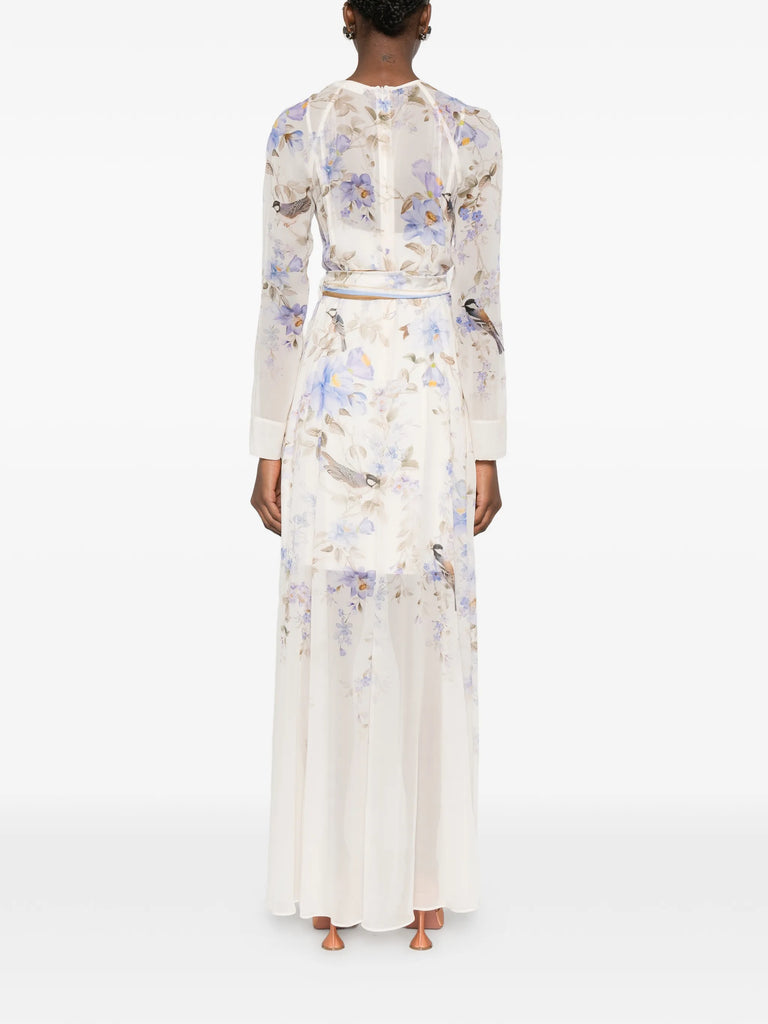 Luna floral print tie maxi dress