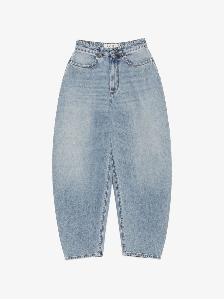 Sculptural button-fastening jeans