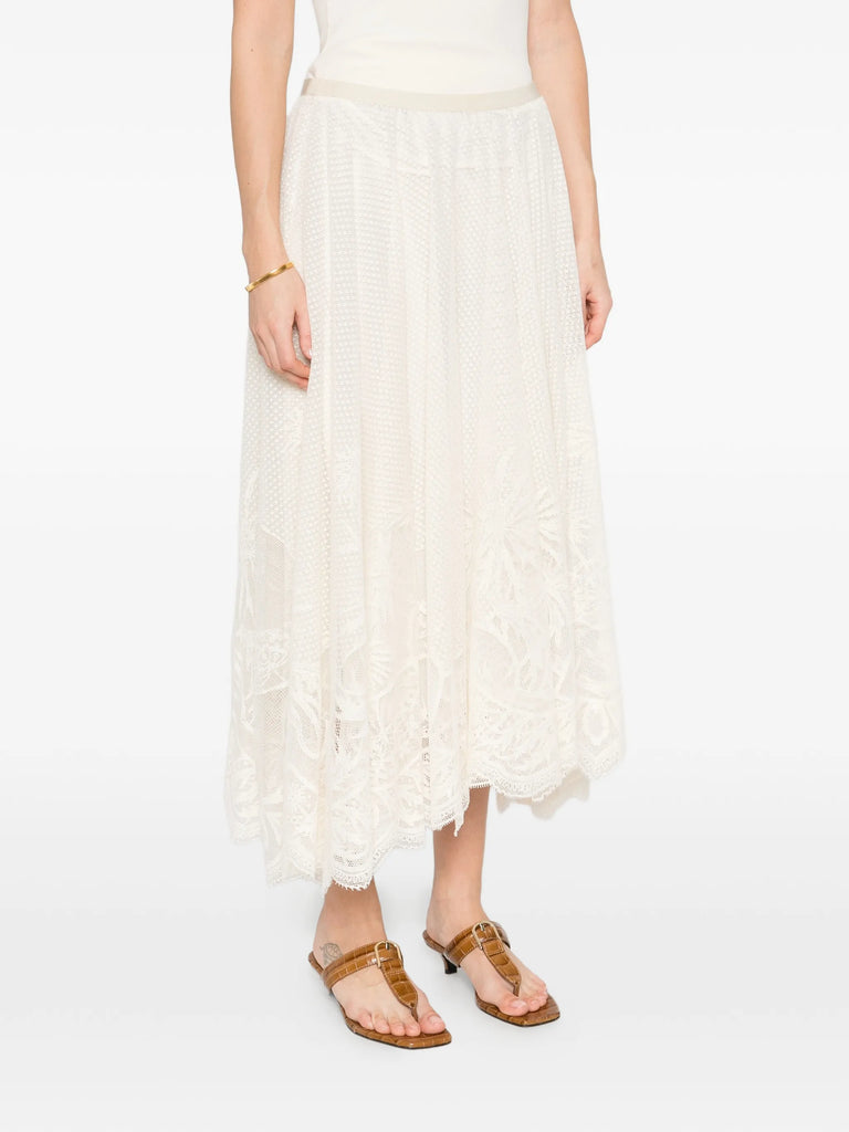 Lace floral embroidered skirt