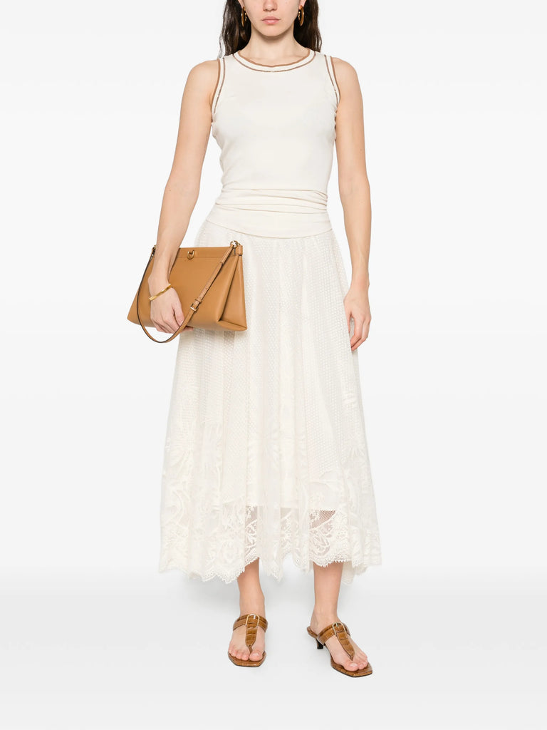 Lace floral embroidered skirt