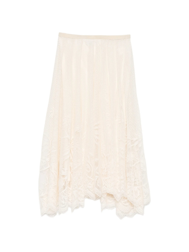 Lace floral embroidered skirt