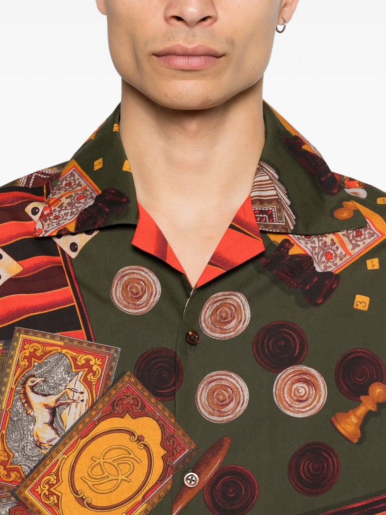 Casino patterned short-sleeve shirt