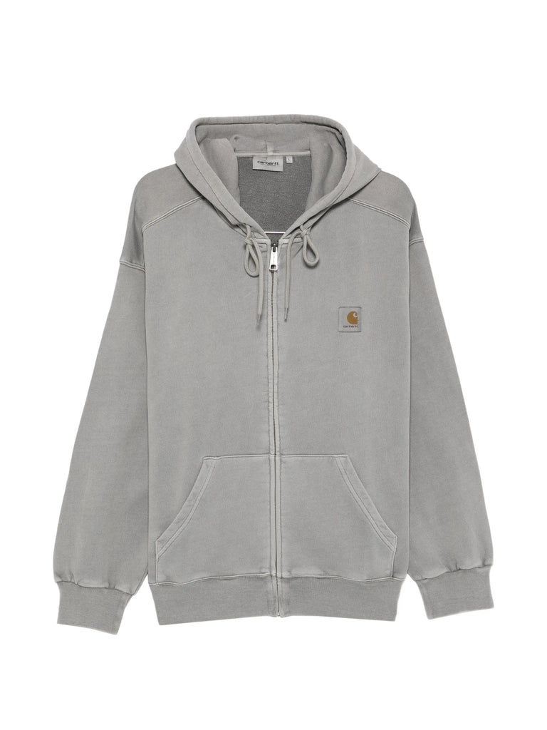 zip-fastening hooded sweatshirt