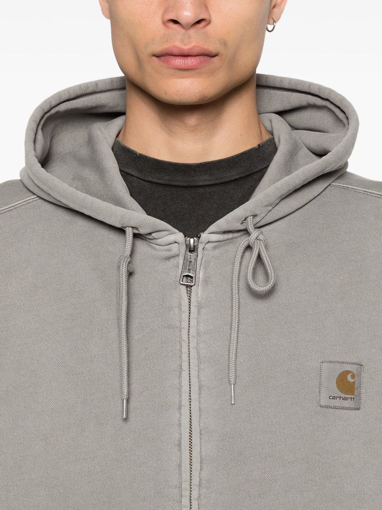 zip-fastening hooded sweatshirt