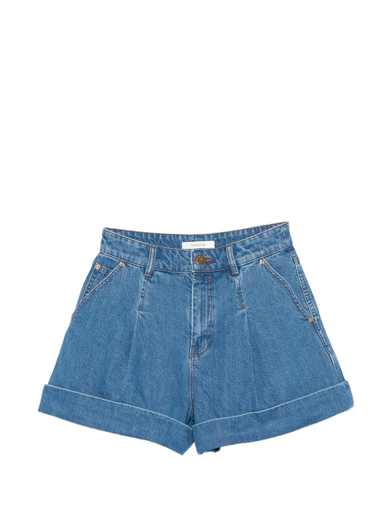 pleated cuffed shorts