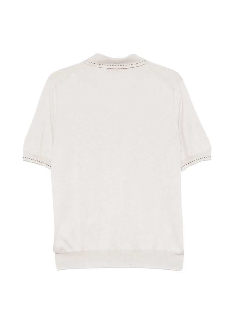 embroidered-trim short-sleeve polo shirt