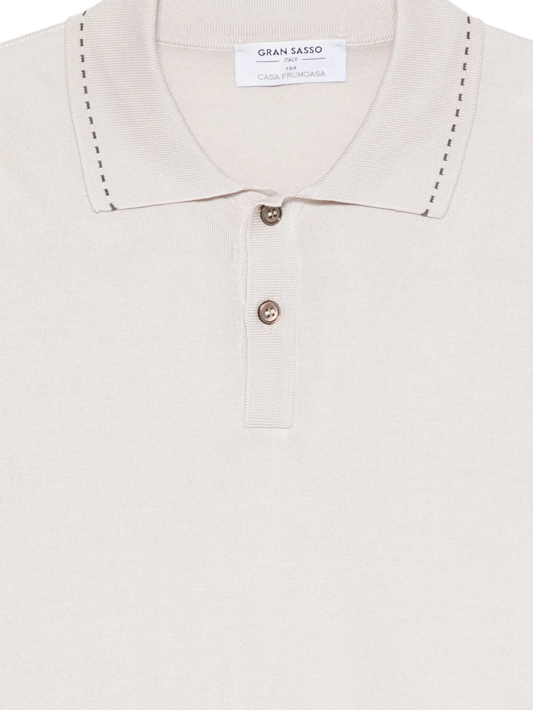 embroidered-trim short-sleeve polo shirt