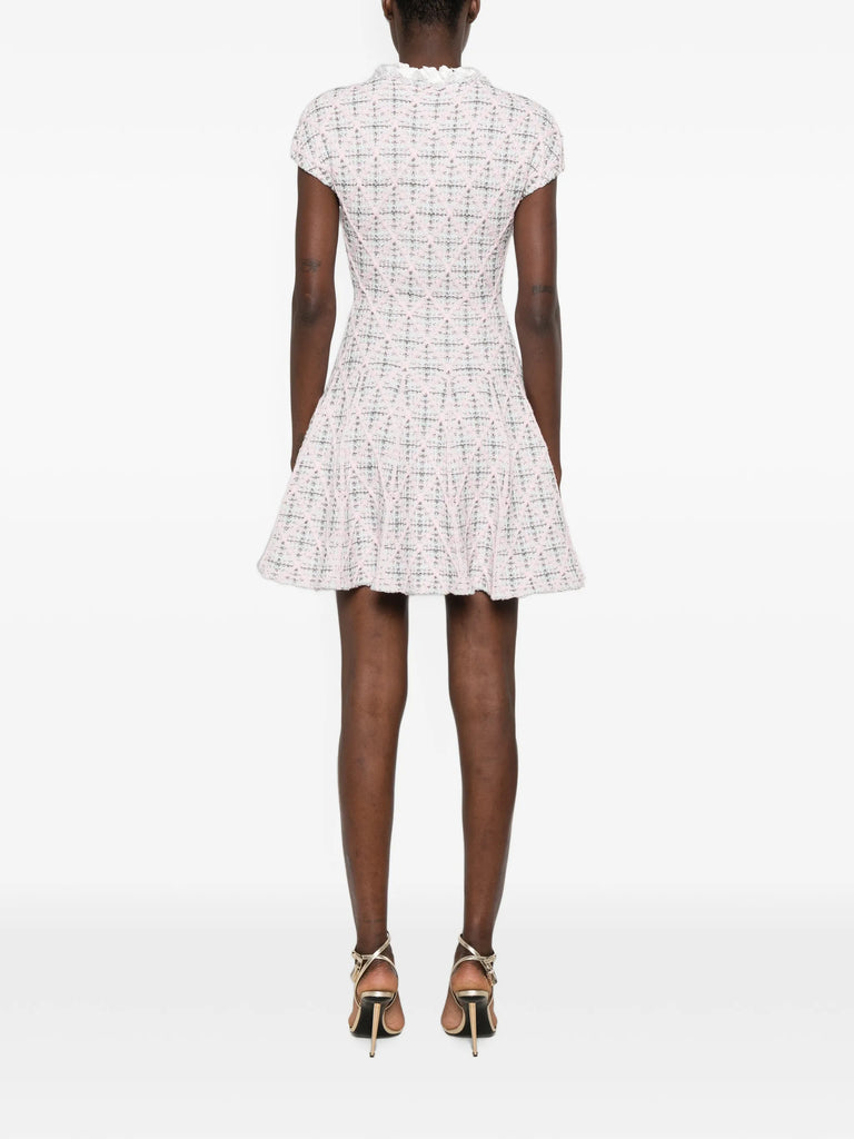 check knit beaded mini dress