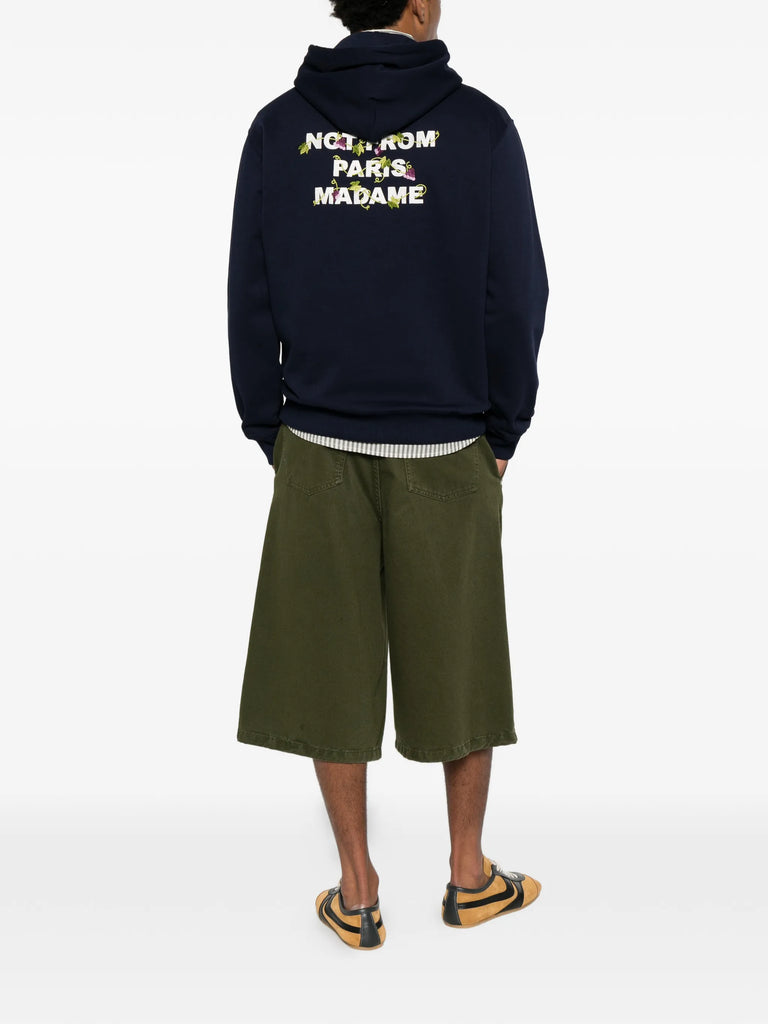 embroidered-slogan hoodie