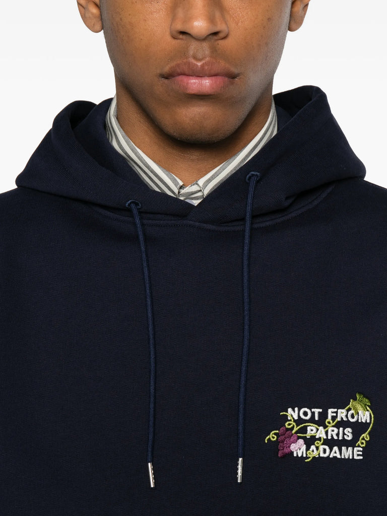 embroidered-slogan hoodie