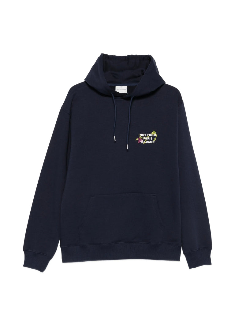 embroidered-slogan hoodie