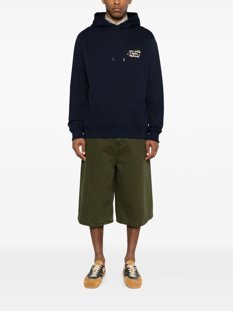 embroidered-slogan hoodie