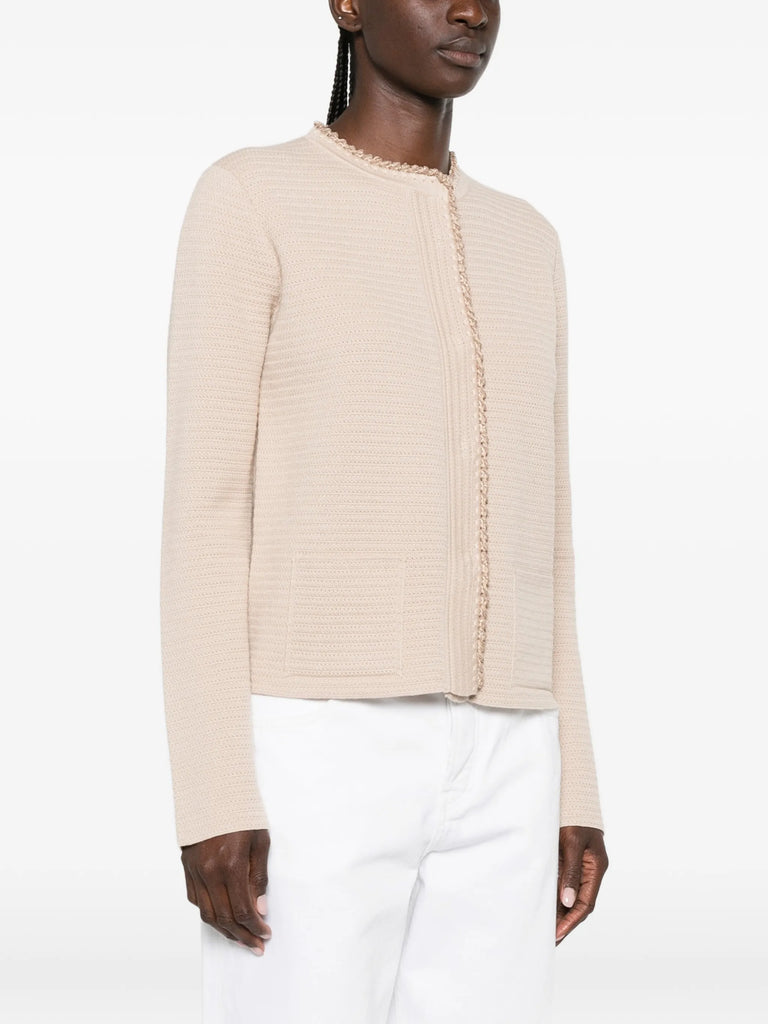 textured-trim cardigan