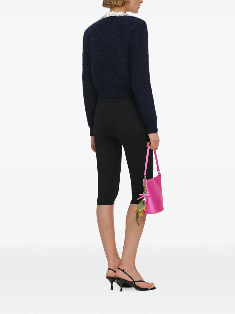 navy flower pearl-trim knit jumper