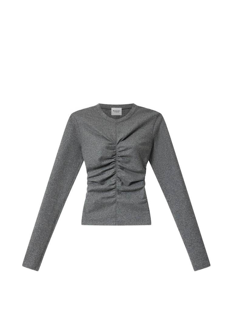 ruched long-sleeve top