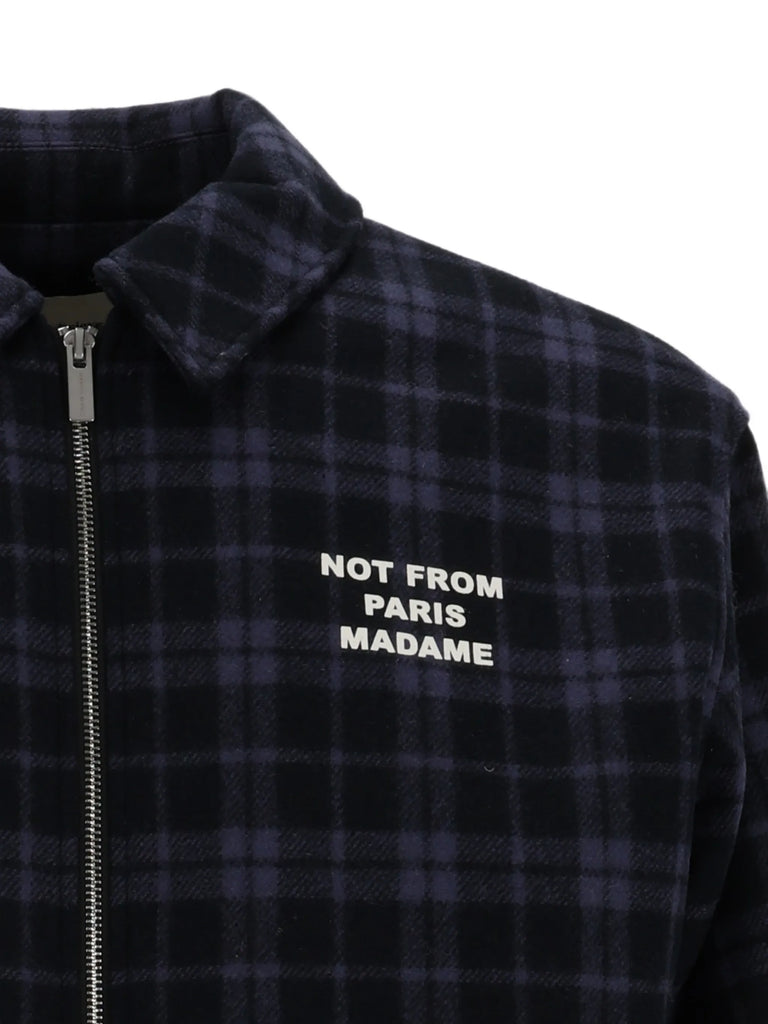 check-pattern slogan jacket