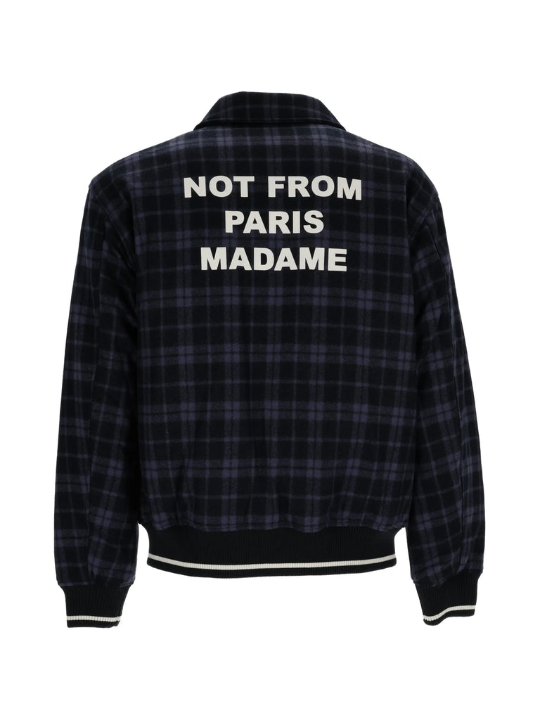 check-pattern slogan jacket