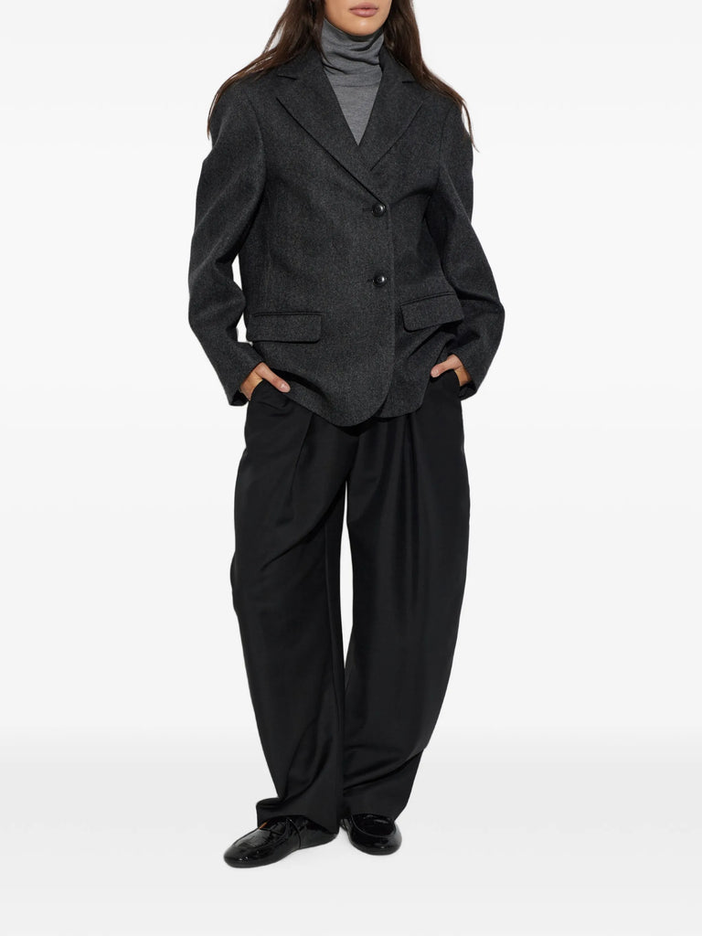 double-breasted herringbone blazer