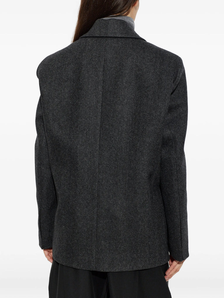 double-breasted herringbone blazer