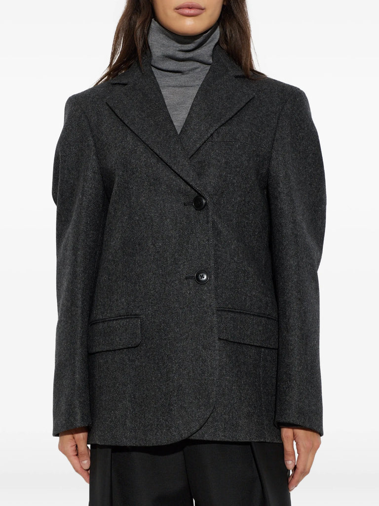 double-breasted herringbone blazer
