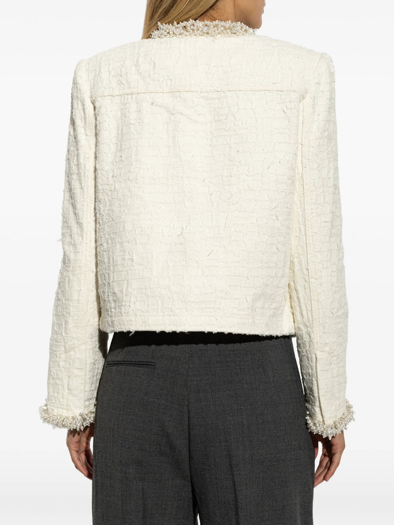 cream textured denim jacket