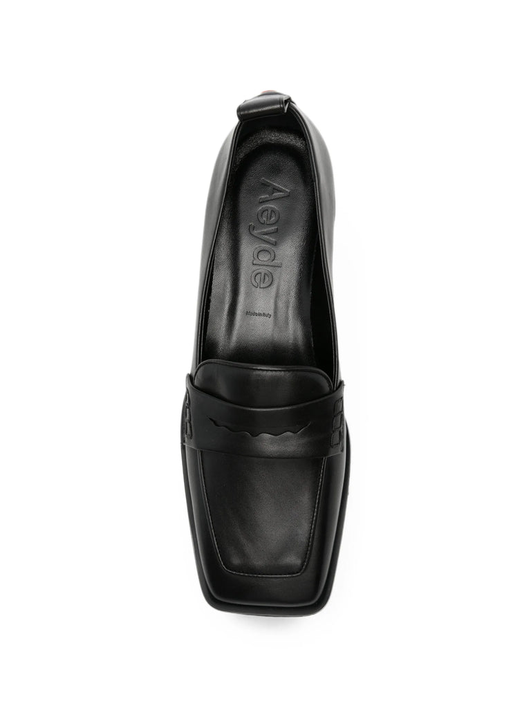 square-toe leather loafers