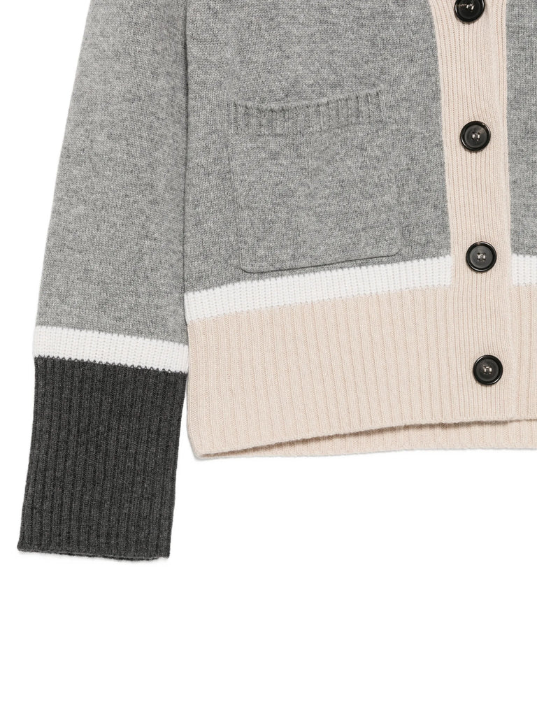 Colour-block button-up cardigan