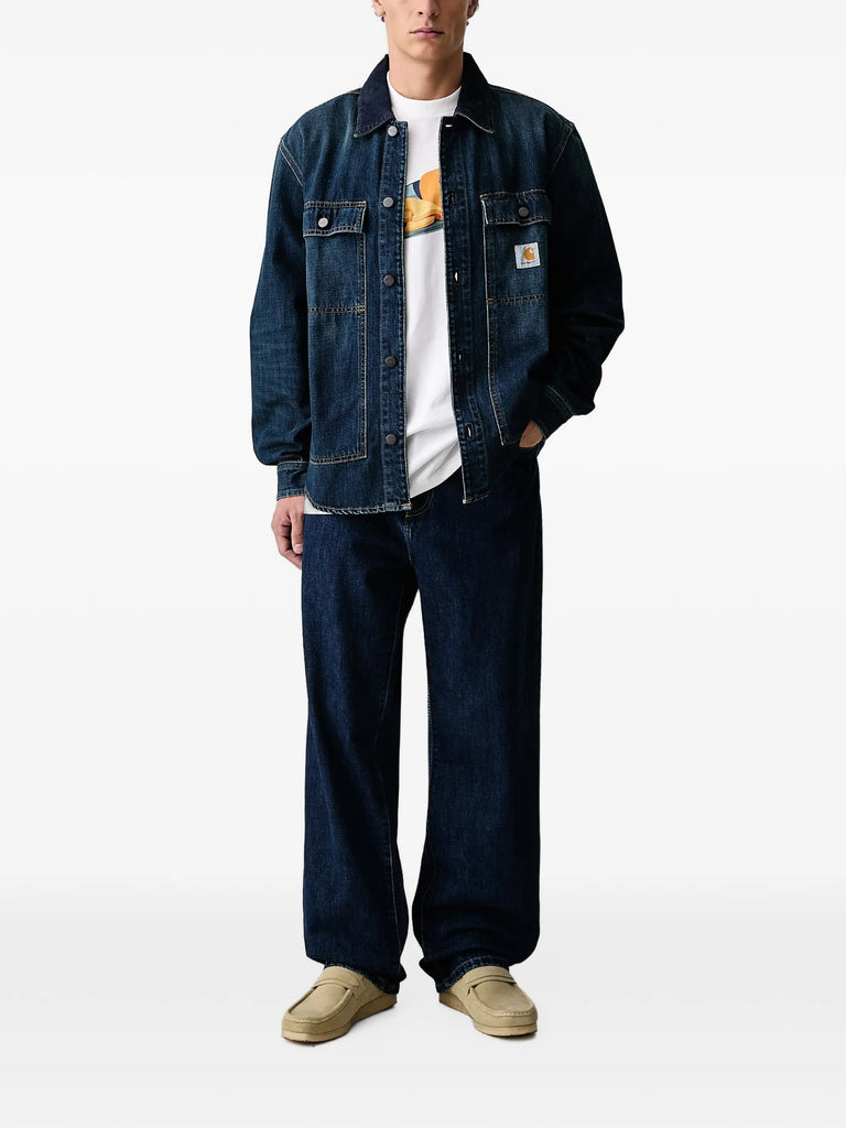 Aaron logo-patch wide-leg jeans