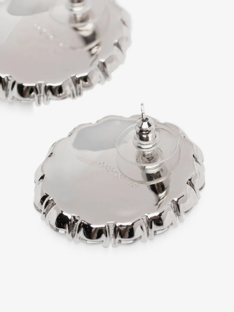 oval crystal pearl earrings