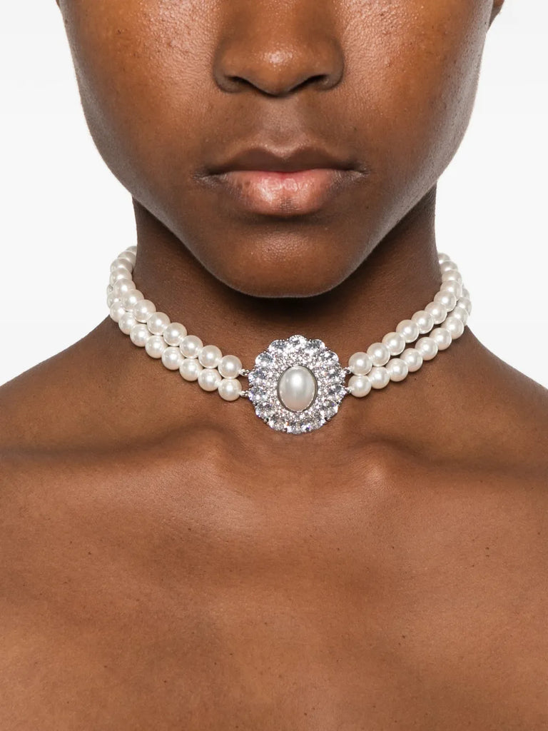pearl crystal choker pearl