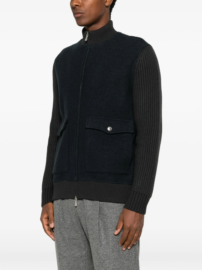 ribbed-knit panelled jacket