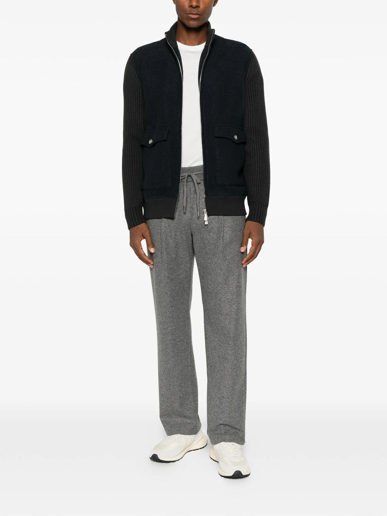 ribbed-knit panelled jacket