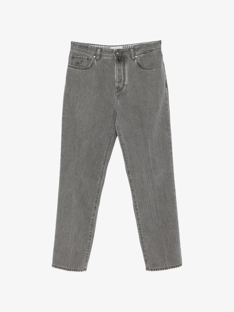 herringbone-pattern jeans
