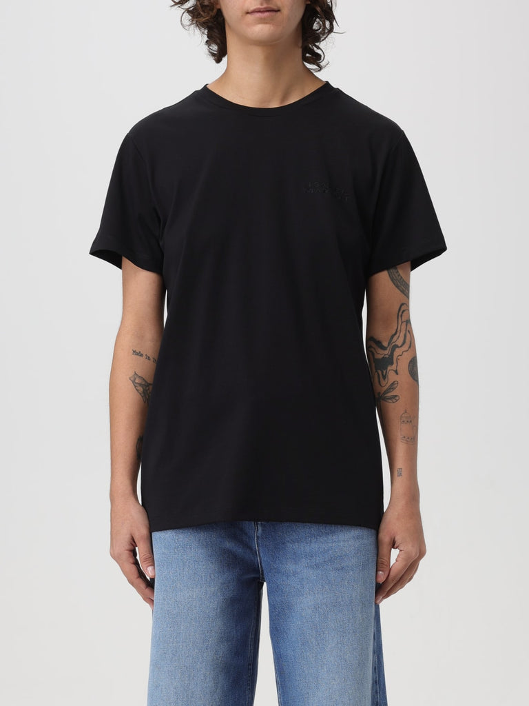 schwarzes Baumwoll-T-Shirt mit Logo-Print