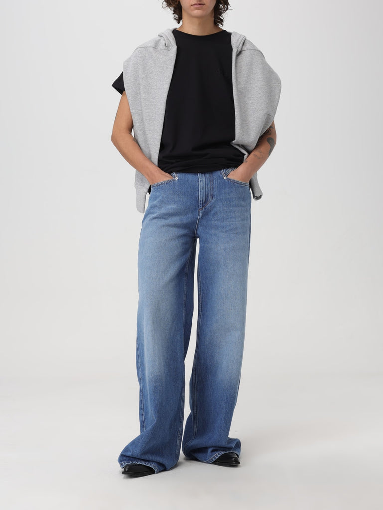 schwarzes Baumwoll-T-Shirt mit Logo-Print