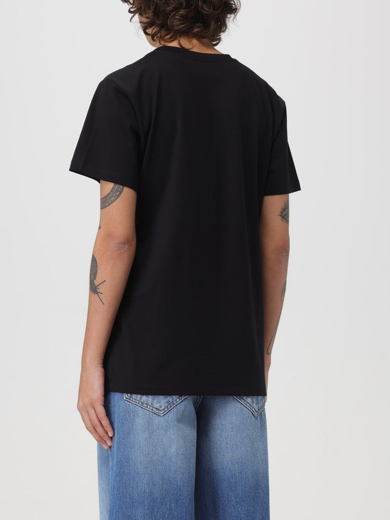 schwarzes Baumwoll-T-Shirt mit Logo-Print