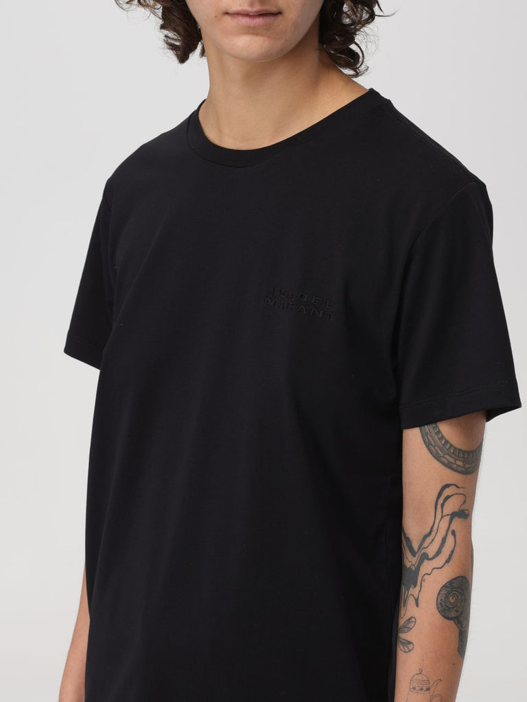 schwarzes Baumwoll-T-Shirt mit Logo-Print