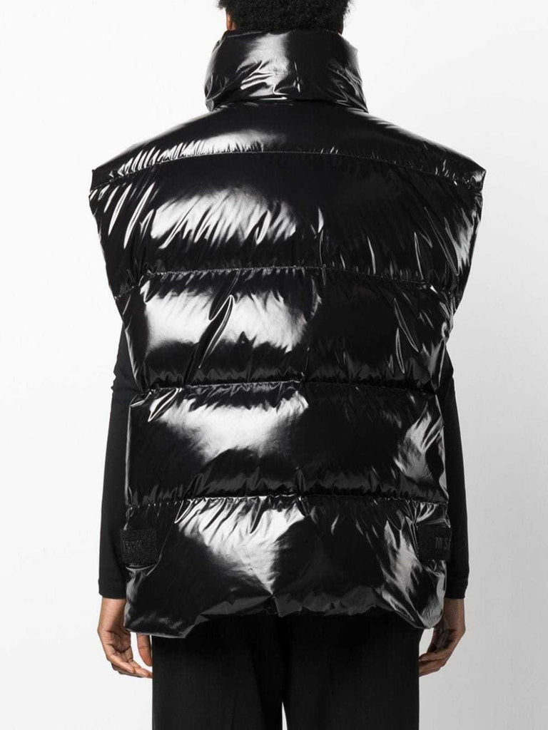 Glossy padded zip-up gilet