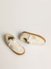 Super-Star in white nappa with suede star