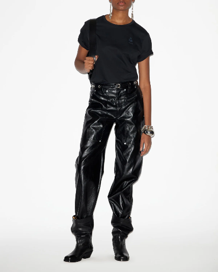 Schwarzes Kurzarm-T-Shirt mit Logo-Print