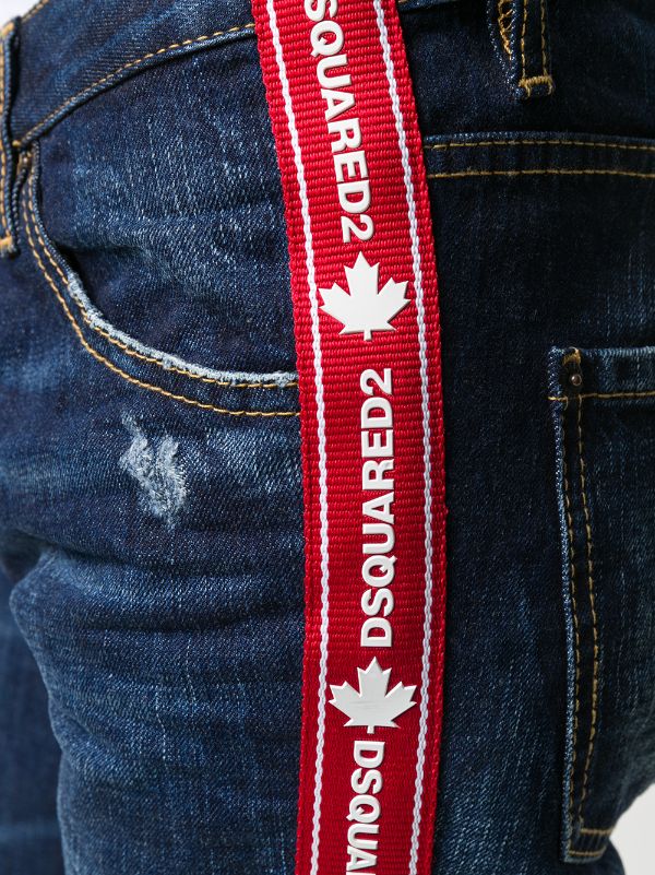 Cropped-Jeans aus Denim mit Logo-Tape