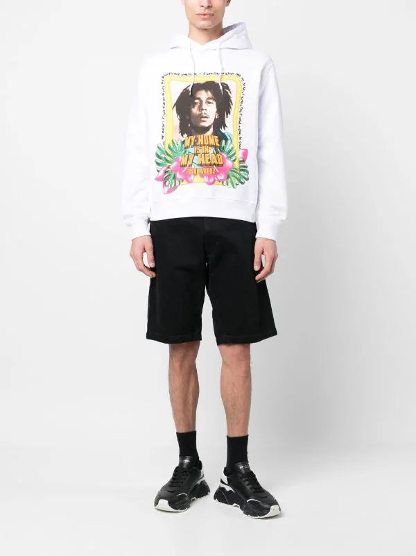 Slogan-print cotton hoodie