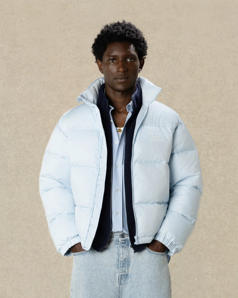 slogan-print padded jacket